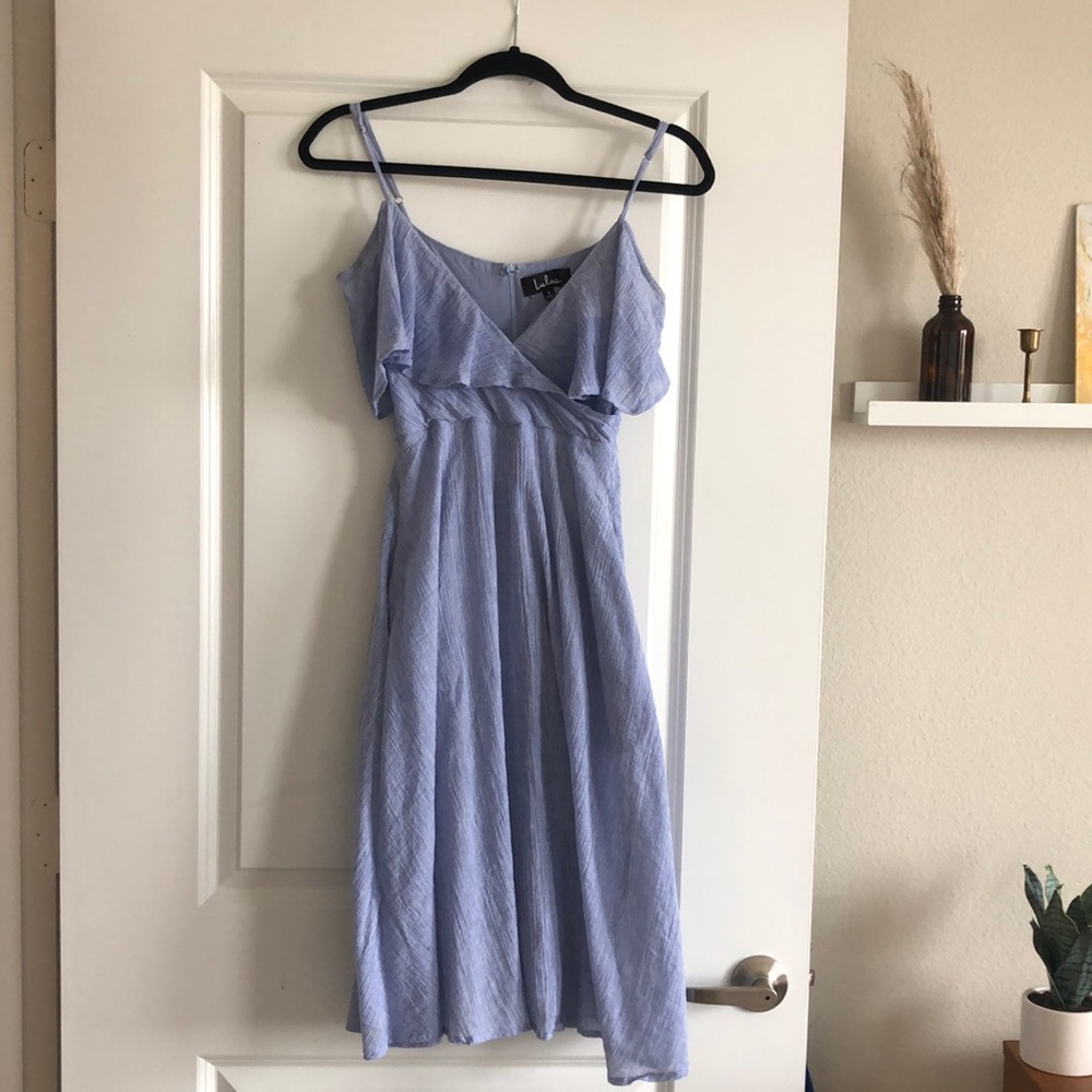 Lulu’s baby blue midi flare dress